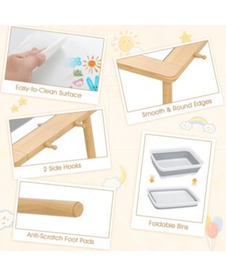 Sensory Table & Chair Set for Kids 2-8 with Foldable Bins for Sand/Water & Paper Beige