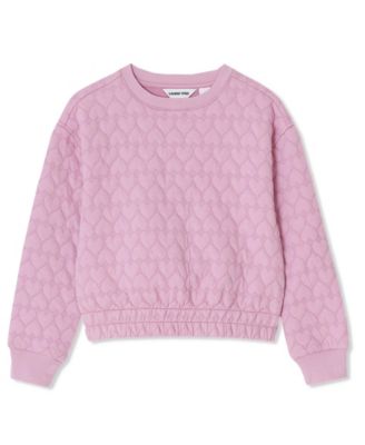Girls Knit Quilted Crew Neck Sweatshirt