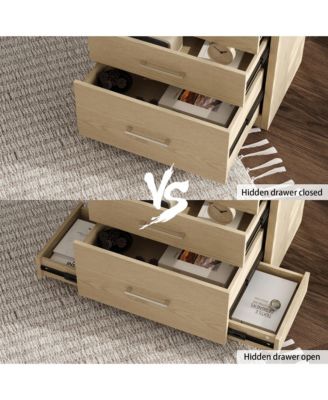 5 Drawers Nightstand with 2 Hidden Drawers,Bedside table,Chest of Drawers