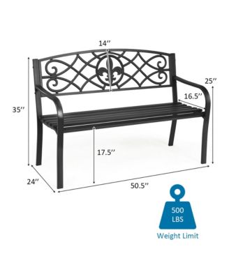 Garden Bench Loveseat Outdoor Garden Park w/ Steel Frame Backrest