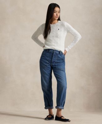 Women's Cable-Knit Cotton Crewneck Sweater