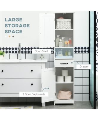 Bathroom Cabinet with Space-Saving Construction for Towels and Storage