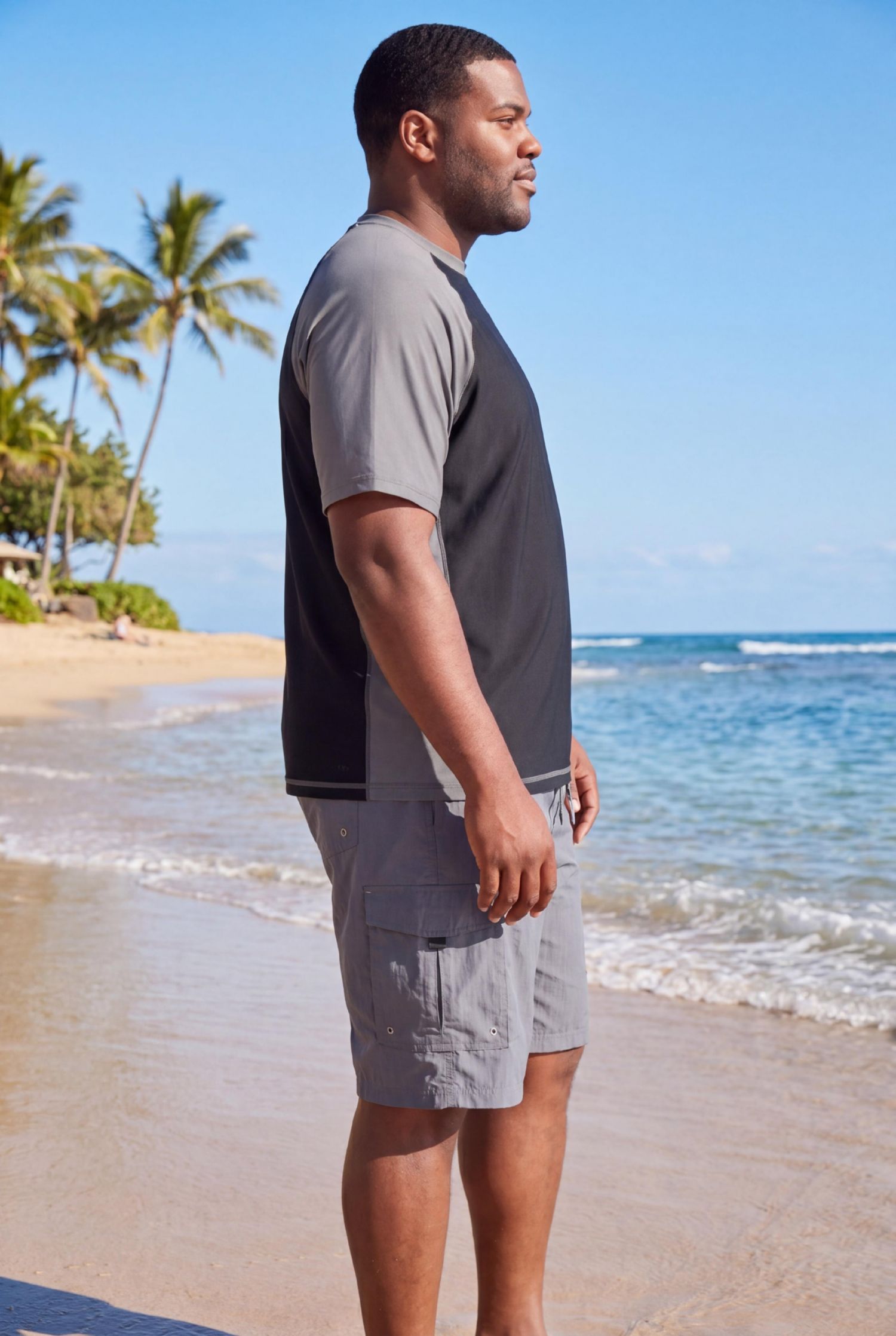 Big & Tall Raglan Short Sleeve Swim Shirt