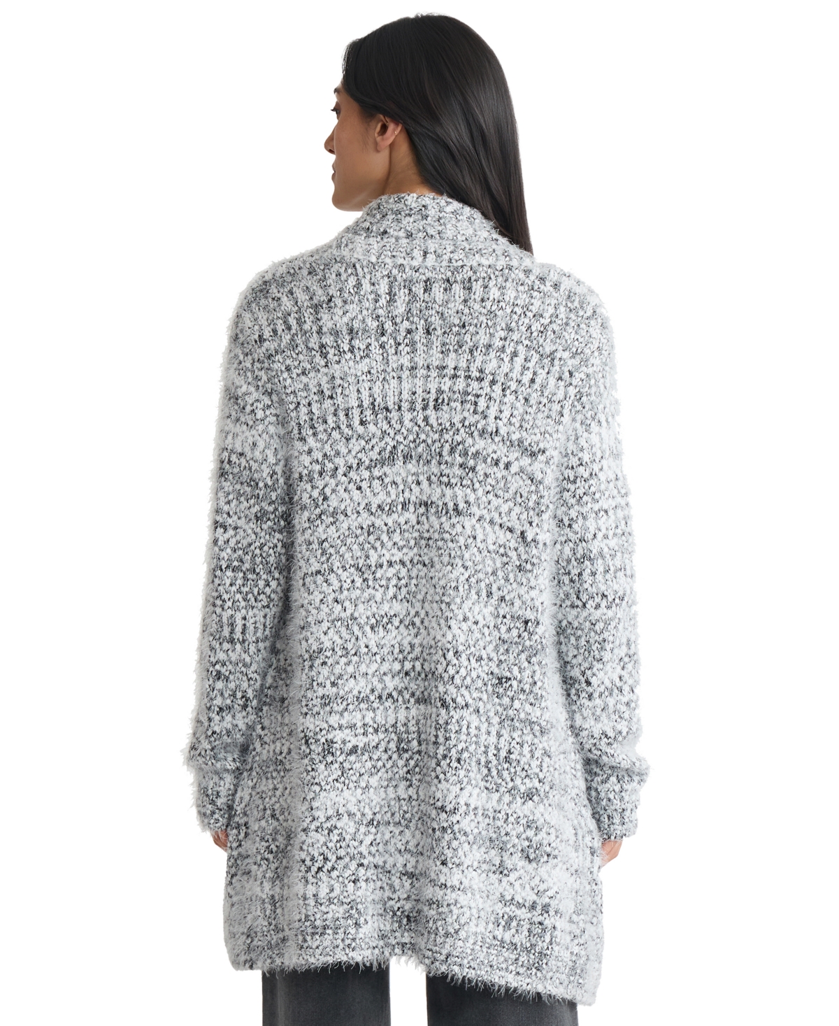 Jones New York Women's Shawl Collar Open Front Sweater In Gray