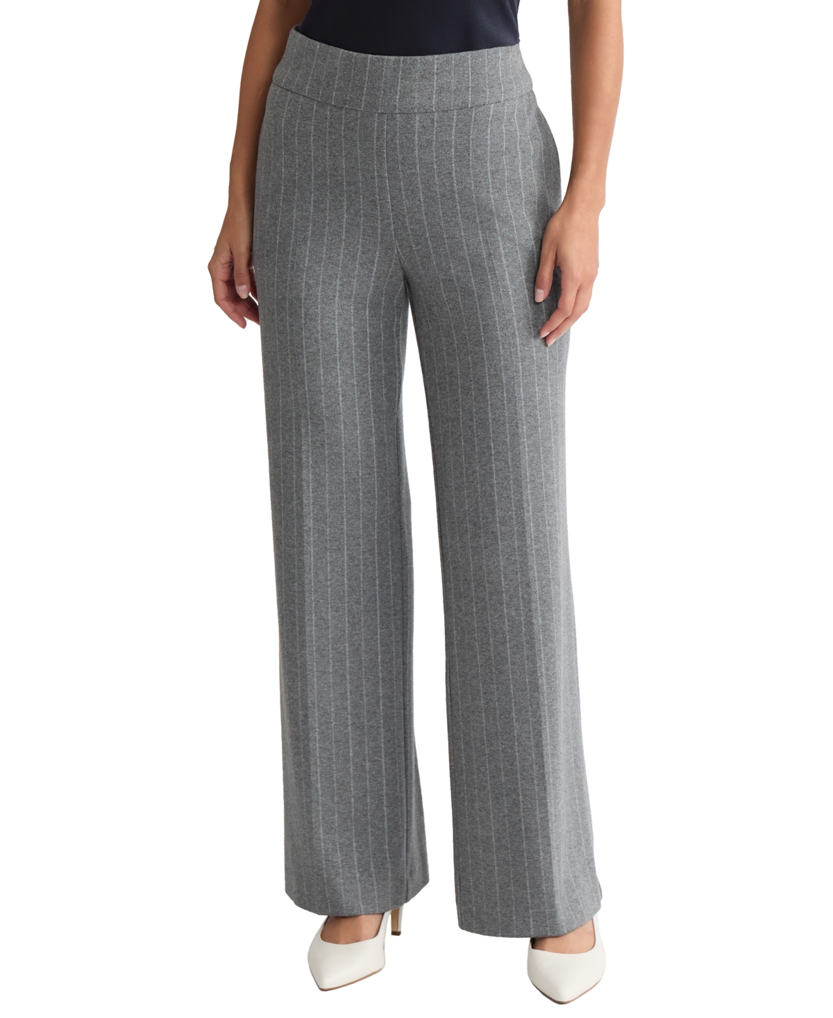 Jones New York Pull-on Wide Leg Pants In Gray