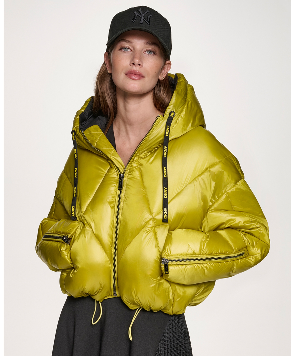 Dkny Women's Cropped Puffer Jacket In Yellow