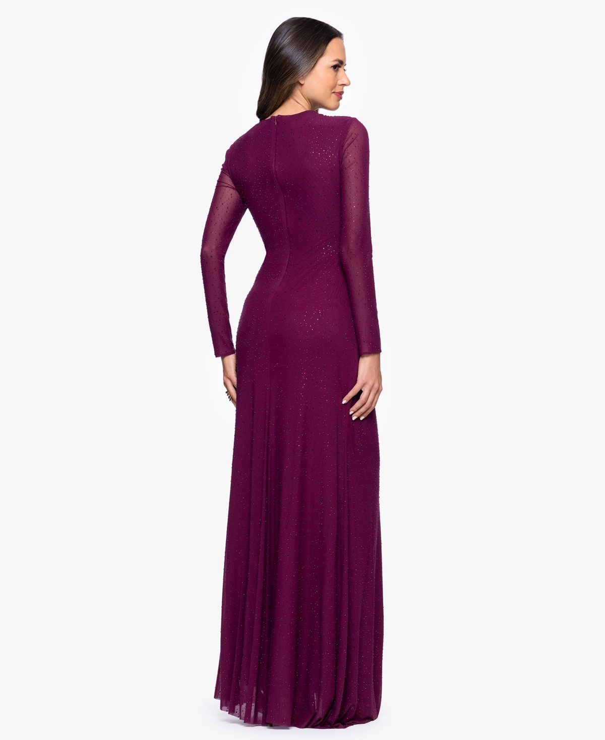 Betsy & Adam Women's Long Keyhole Neck Gown In Purple