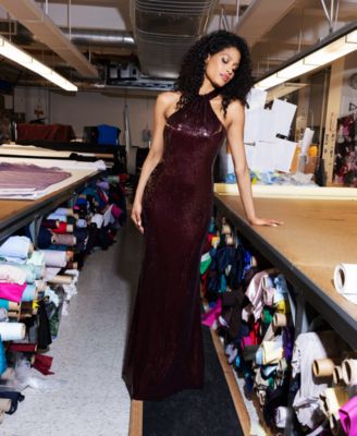 Women's Long Sequined Halter Neck Gown