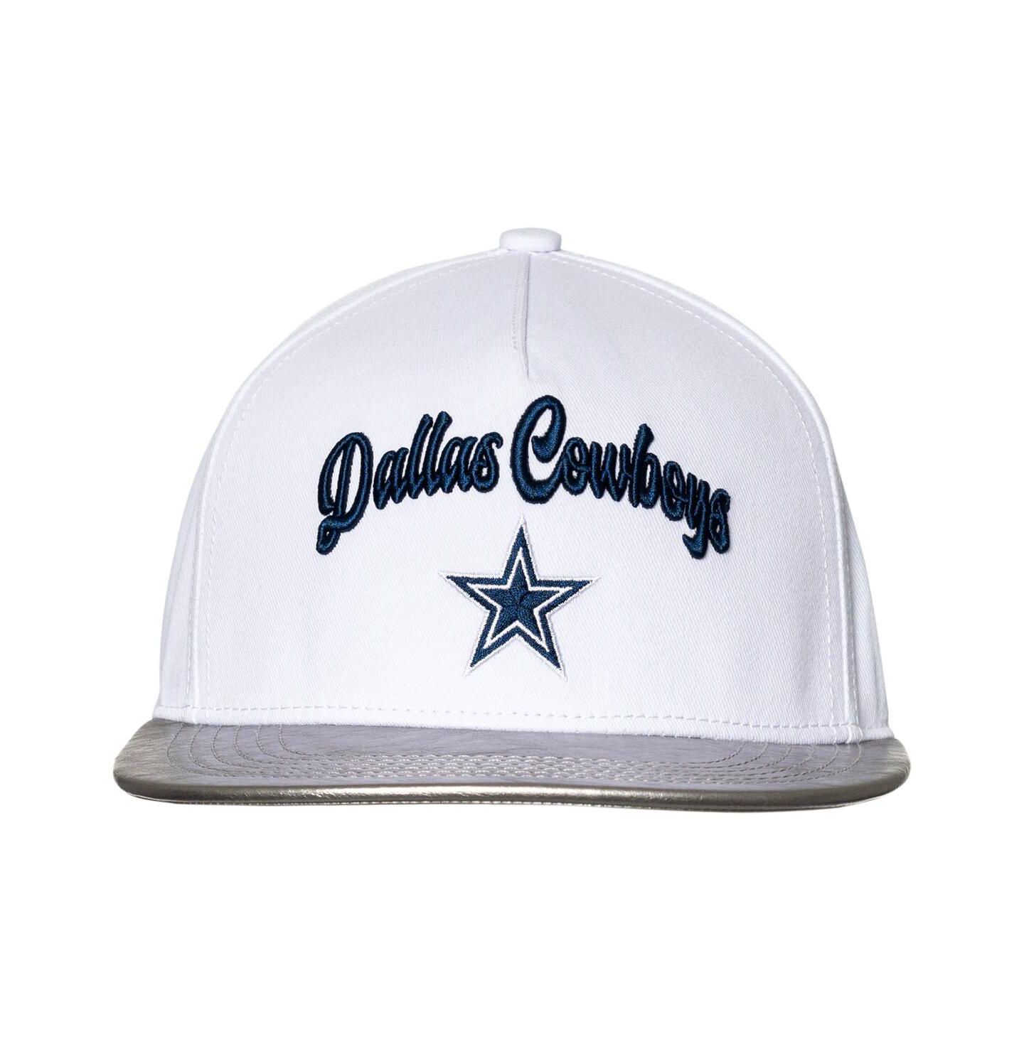 Женская кепка The Wild Collective White/Silver Dallas Cowboys Two-Tone Snapback Hat — фото 1