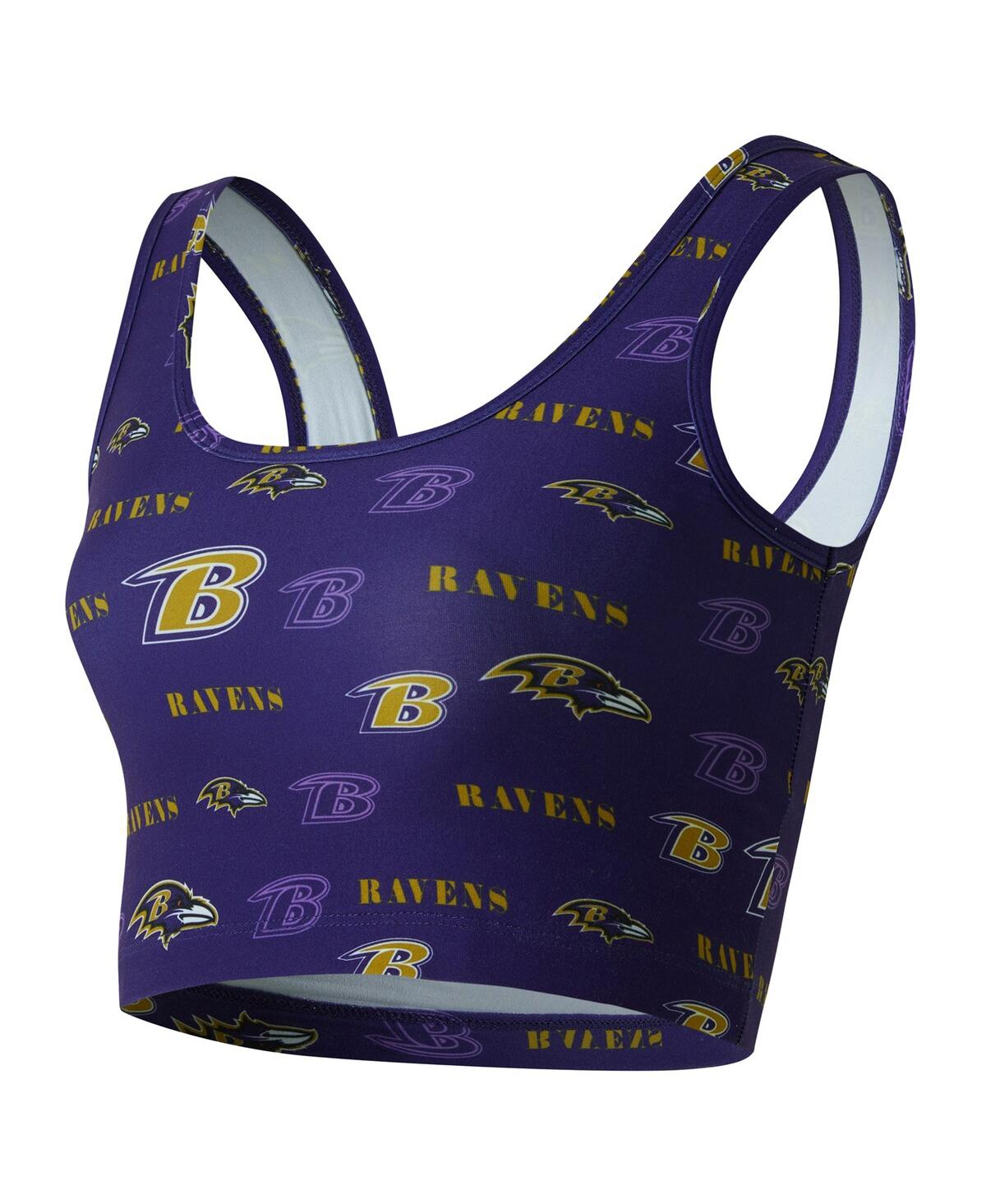 Concepts Sport Women's Purple Baltimore Ravens Mosaic Allover Print Bralette In Blue