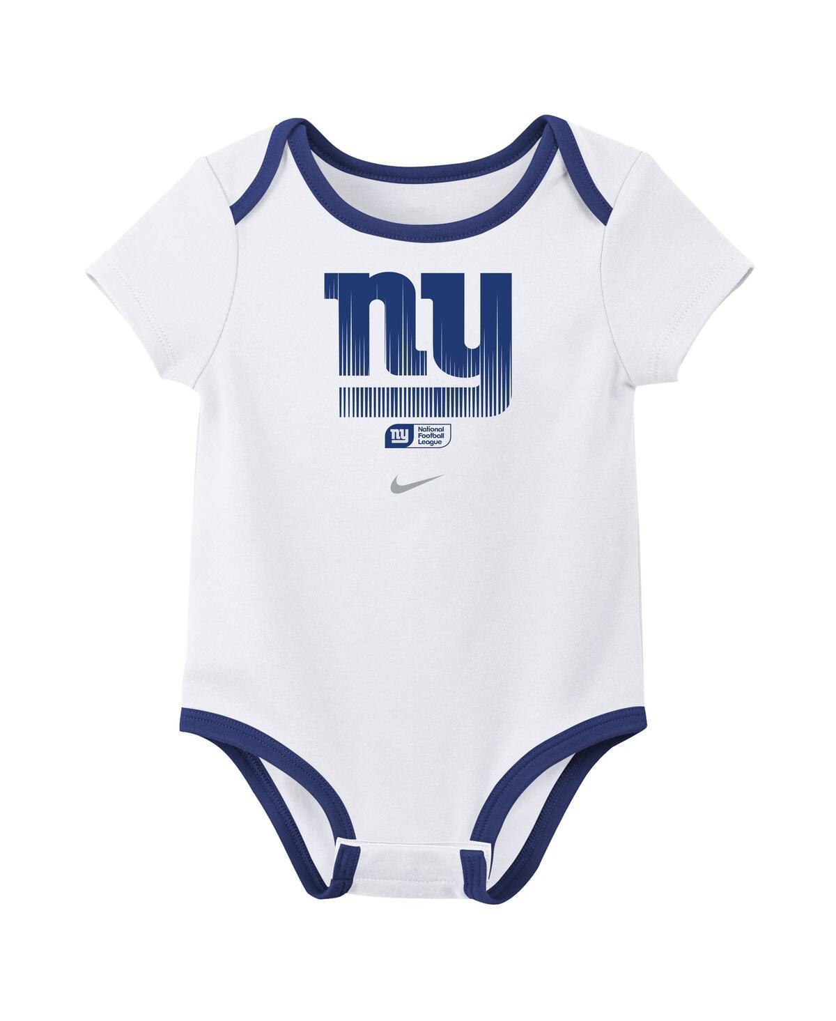 Nike Baby Boys And Girls 3-pack Malik Nabers New York Giants Name Number Bodysuit Set In Blue