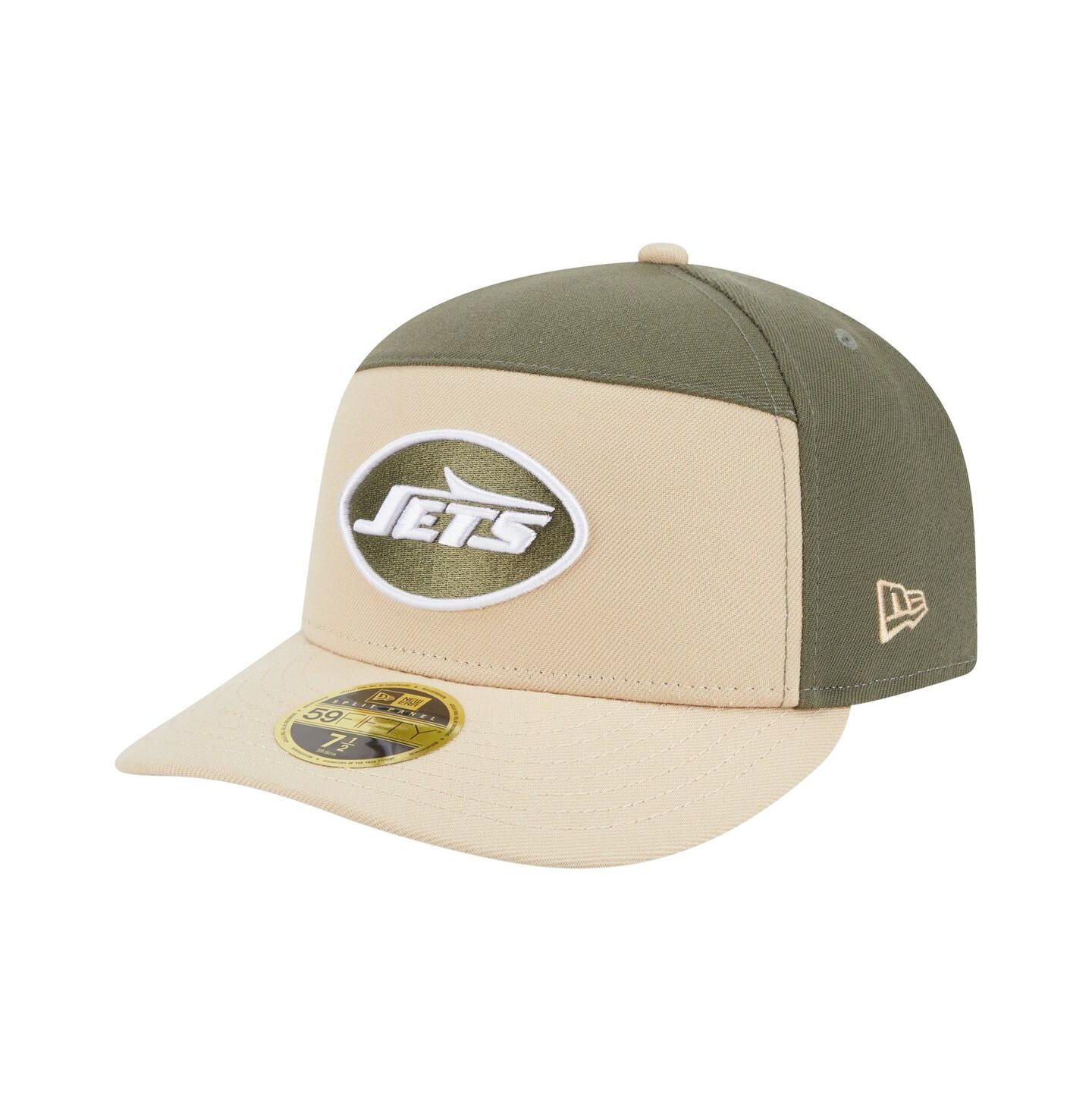 Мужские головные уборы New Era Light Beige/Olive New York Jets Two-Tone Color Pack Split Panel 59FIFTY Fitted Hat — фото 1