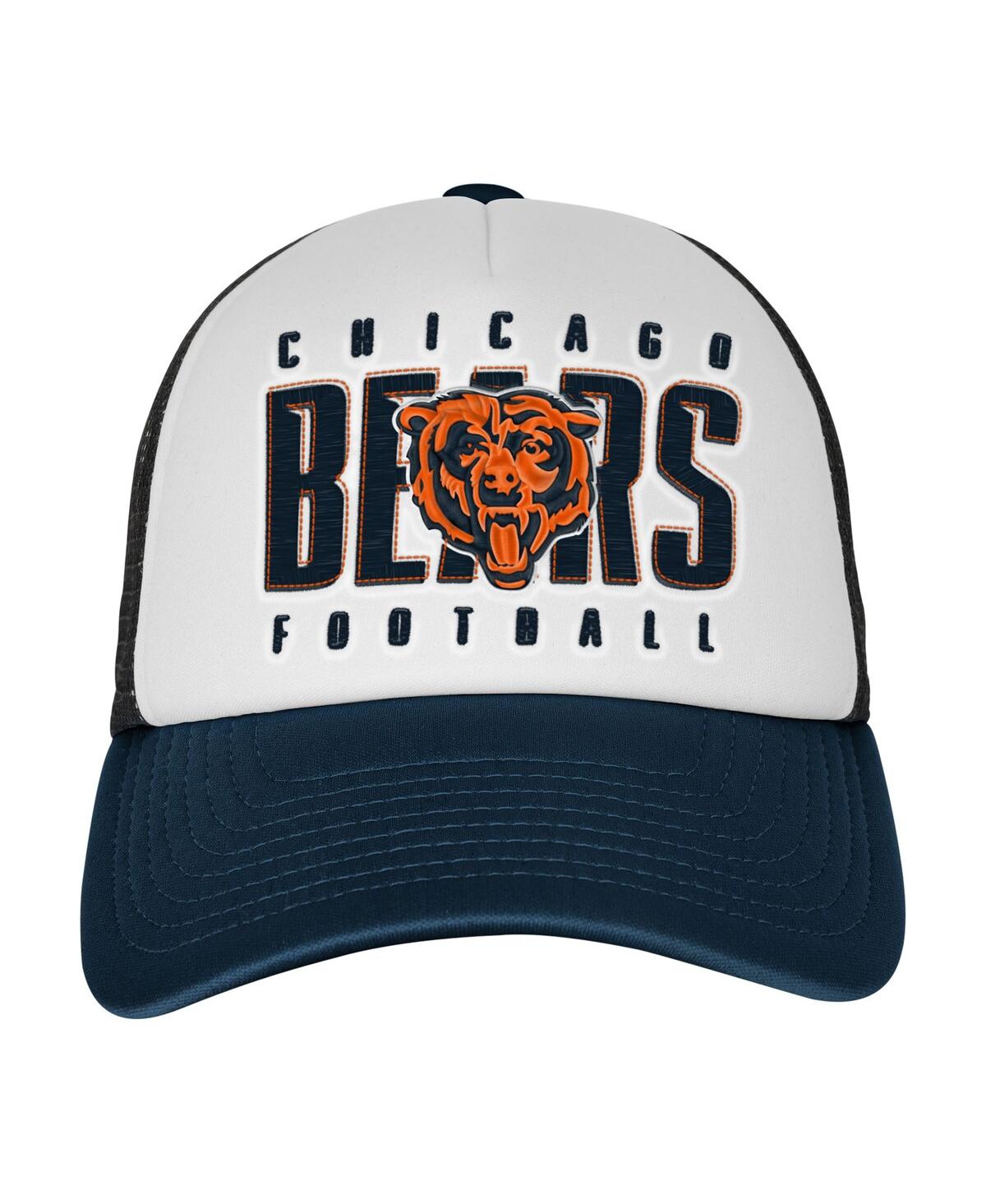 Outerstuff Big Boys and Girls White/Navy Chicago Bears Essentials Trucker Adjustable Hat