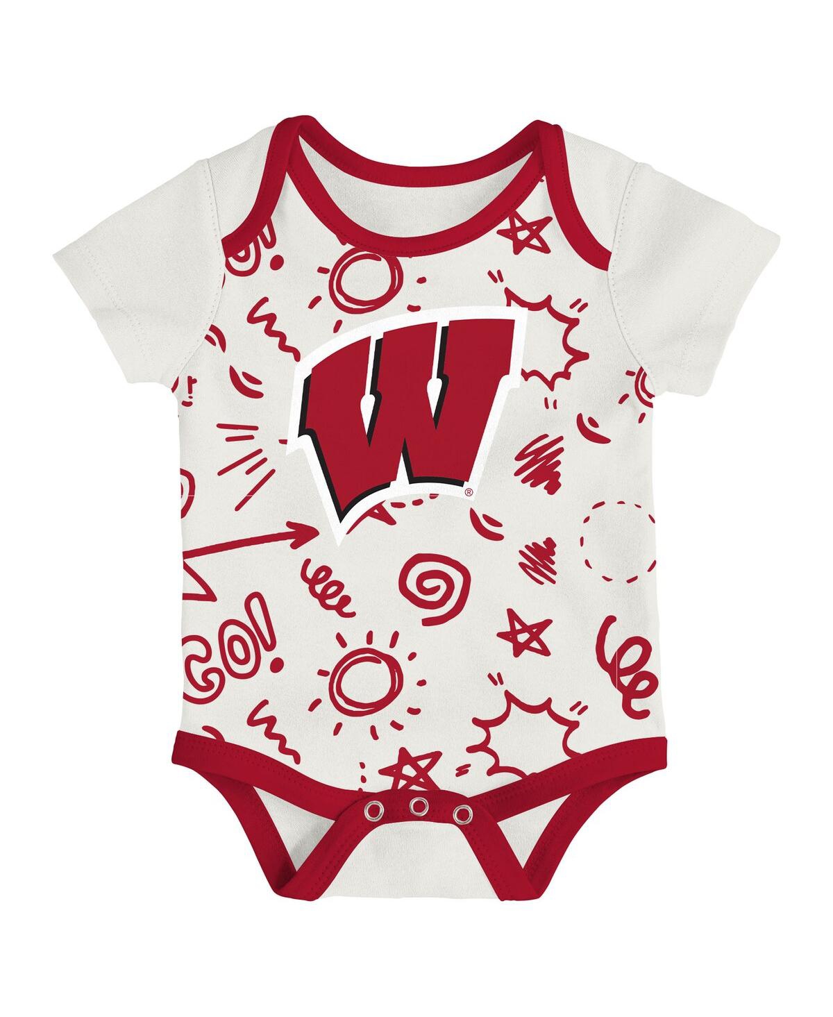 Outerstuff Baby Boys And Girls 3-pack Wisconsin Badgers All Day Play Bodysuit Set In Multi