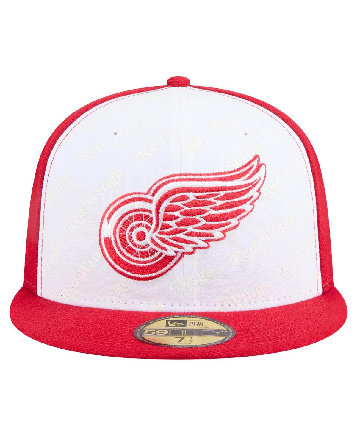 New Era Men's White/red Detroit Red Wings Repeat Two-tone 59fifty Fitted Hat In Red