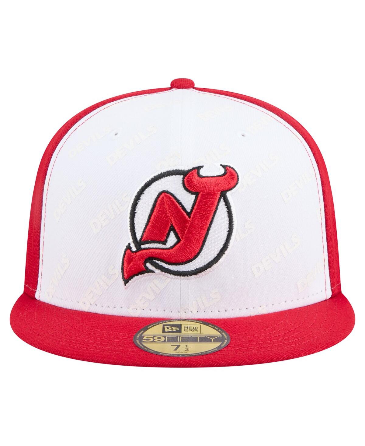 New Era Men's White/red New Jersey Devils Repeat Two-tone 59fifty Fitted Hat In White