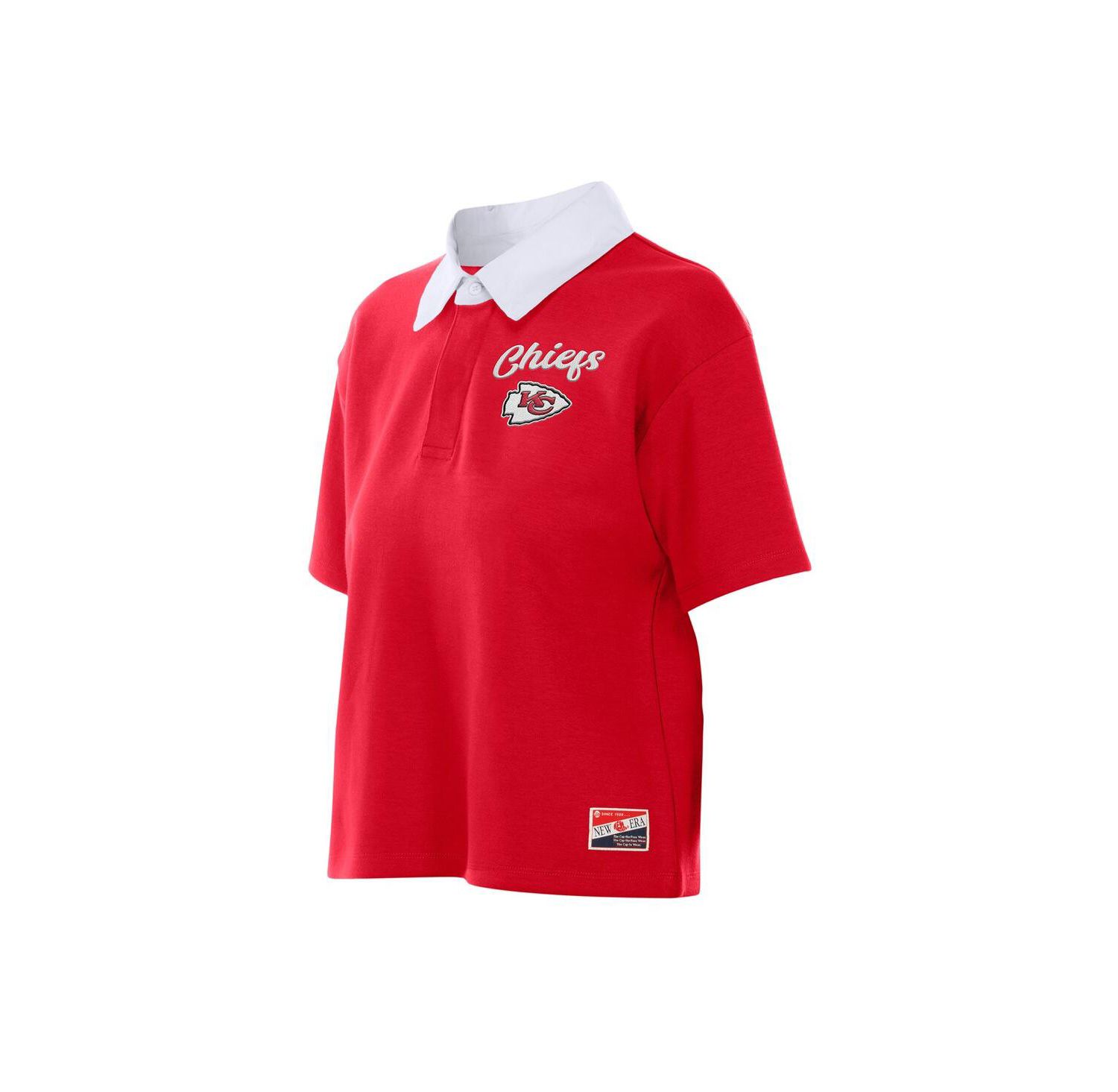 Women's Red Kansas City Chiefs Throwback Boxy Cropped Polo Shirt
