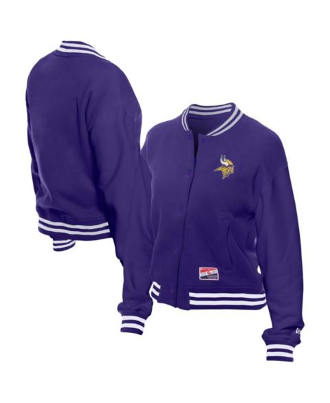 Женские куртки New Era Women's Purple Minnesota Vikings Throwback Fleece Full-Snap Jacket