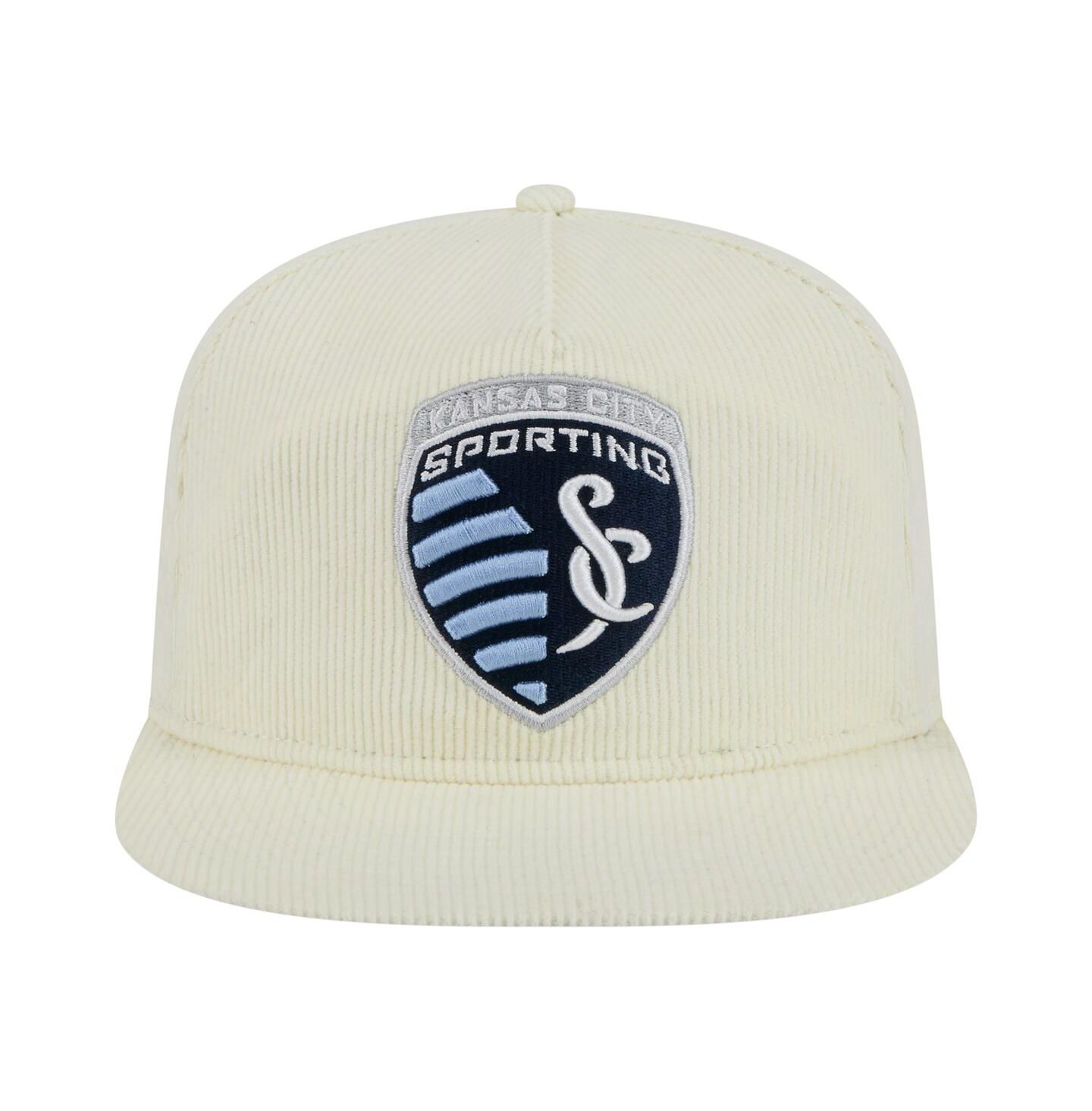 Мужская кепка New Era Cream Sporting Kansas City 2025 Kickoff Snapback Golfer Hat — фото 4