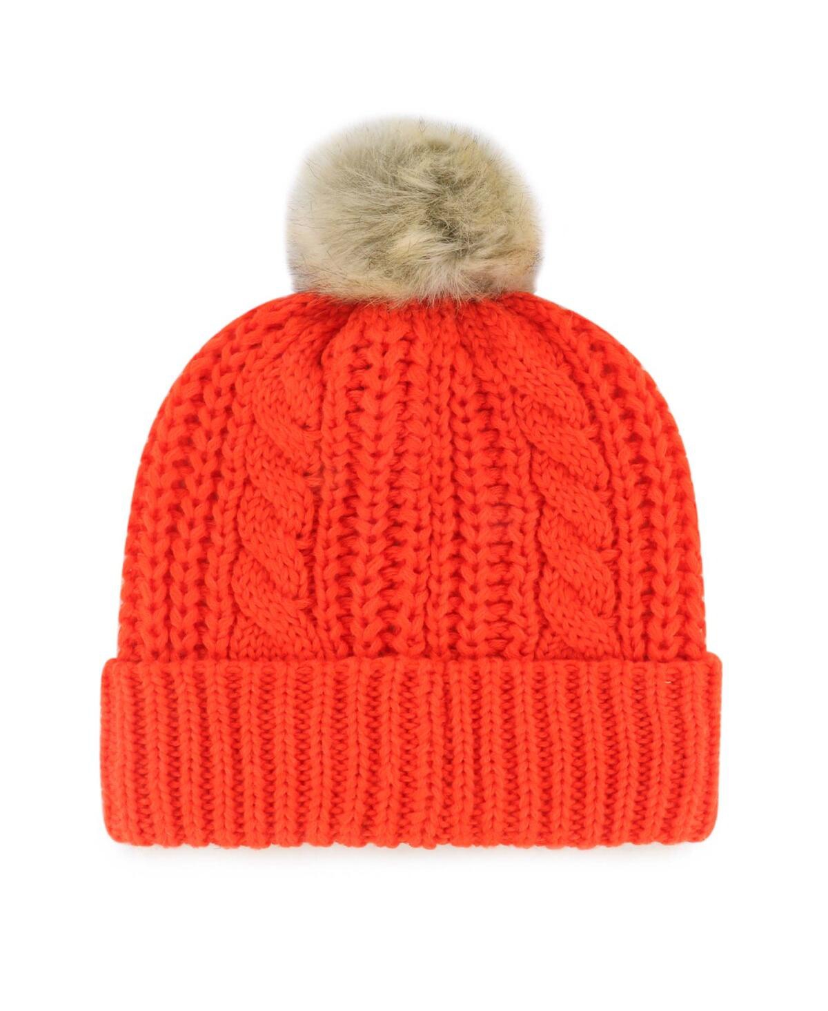 '47 Brand Women's Orange Cleveland Browns Meeko Cuffed with Pom Knit Hat