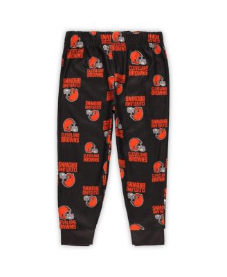 Toddler 2-Piece Brown Cleveland Browns All-Over-Print Long Sleeve T-Shirt and Pants Sleep Set