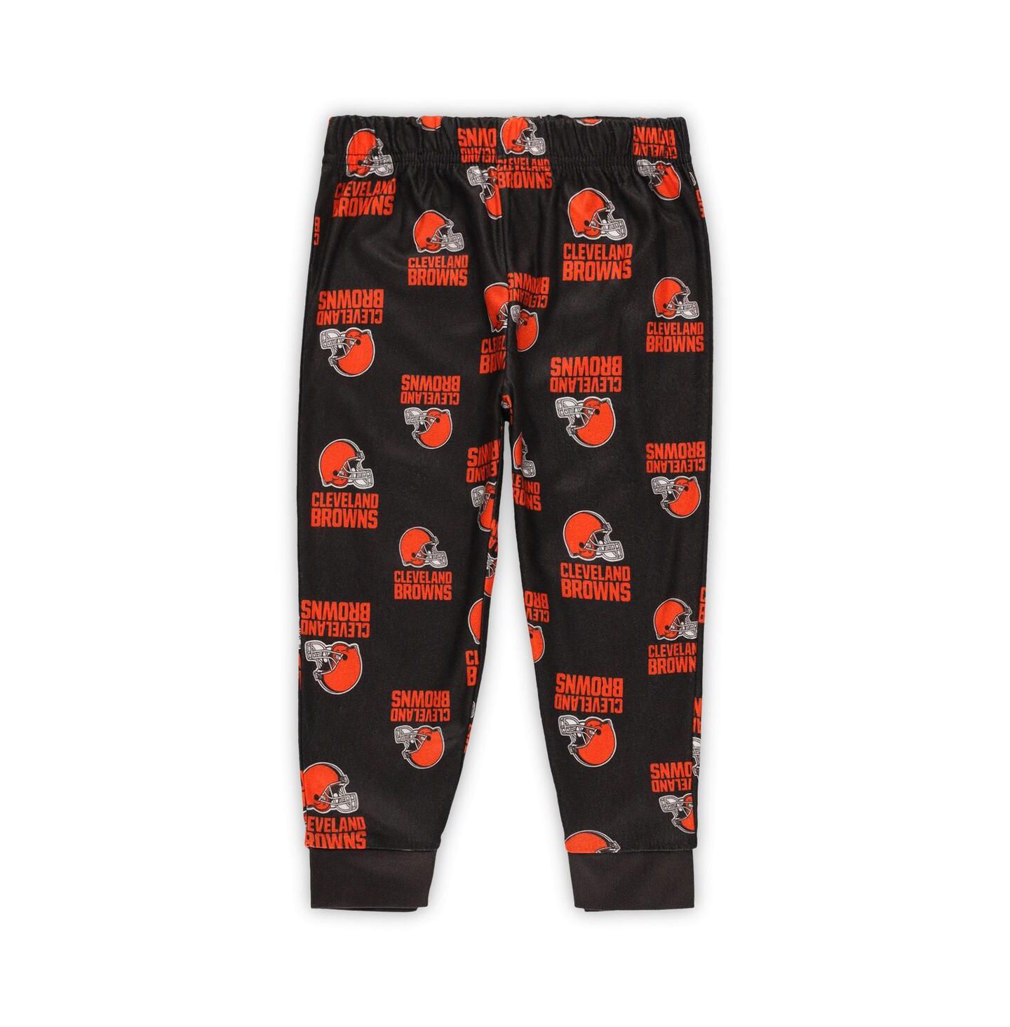 Детские пижамы Outerstuff Toddler 2-Piece Brown Cleveland Browns All-Over-Print Long Sleeve T-Shirt and Pants Sleep Set — фото 2