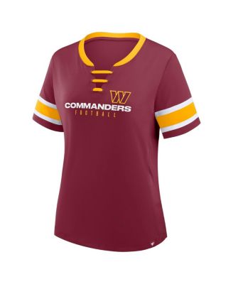 Women's Burgundy Washington Commanders Plus Size Red Zone Athena Lace-Up V-Notch Neck T-Shirt