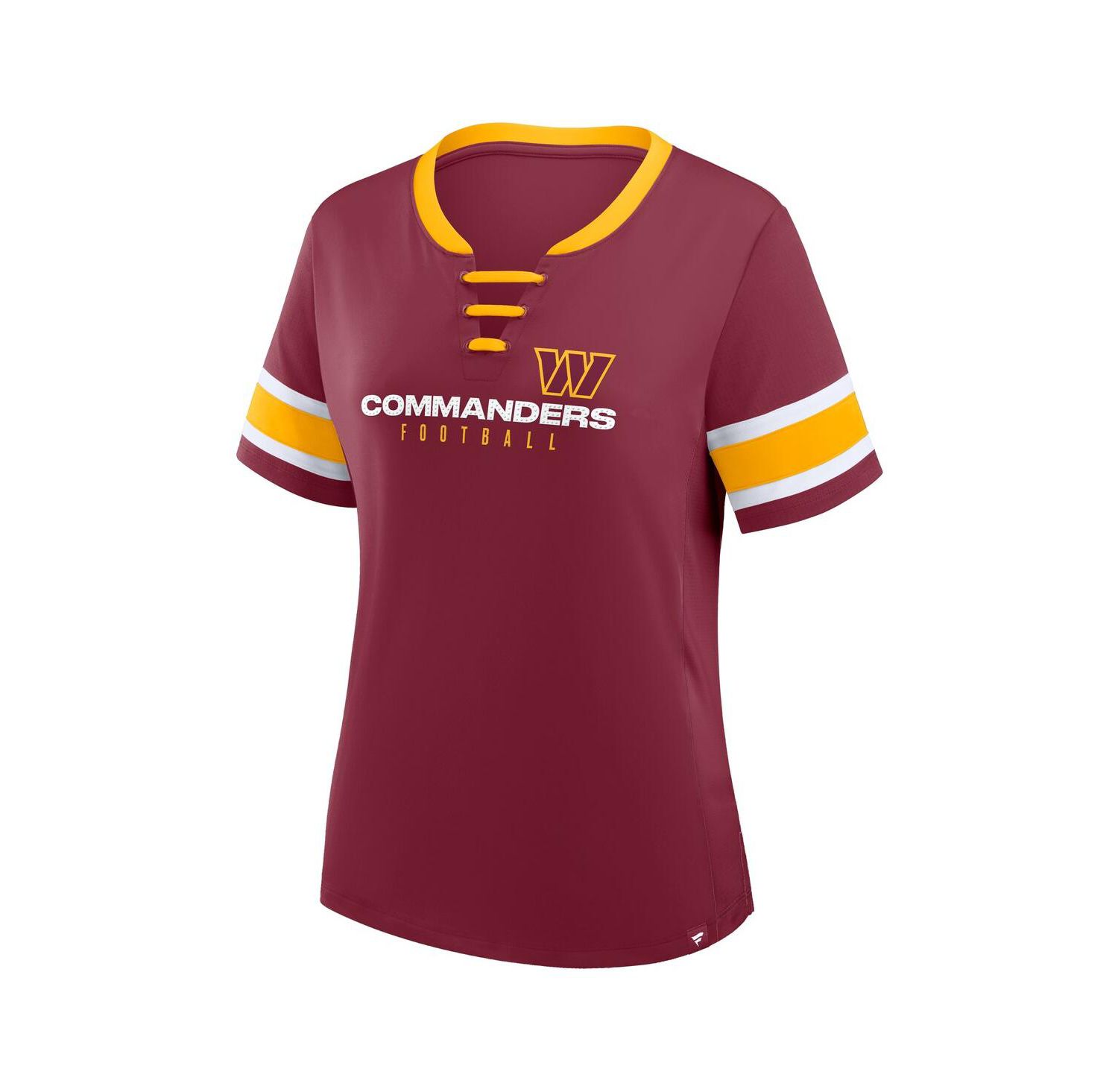 Women's Burgundy Washington Commanders Plus Size Red Zone Athena Lace-Up V-Notch Neck T-Shirt
