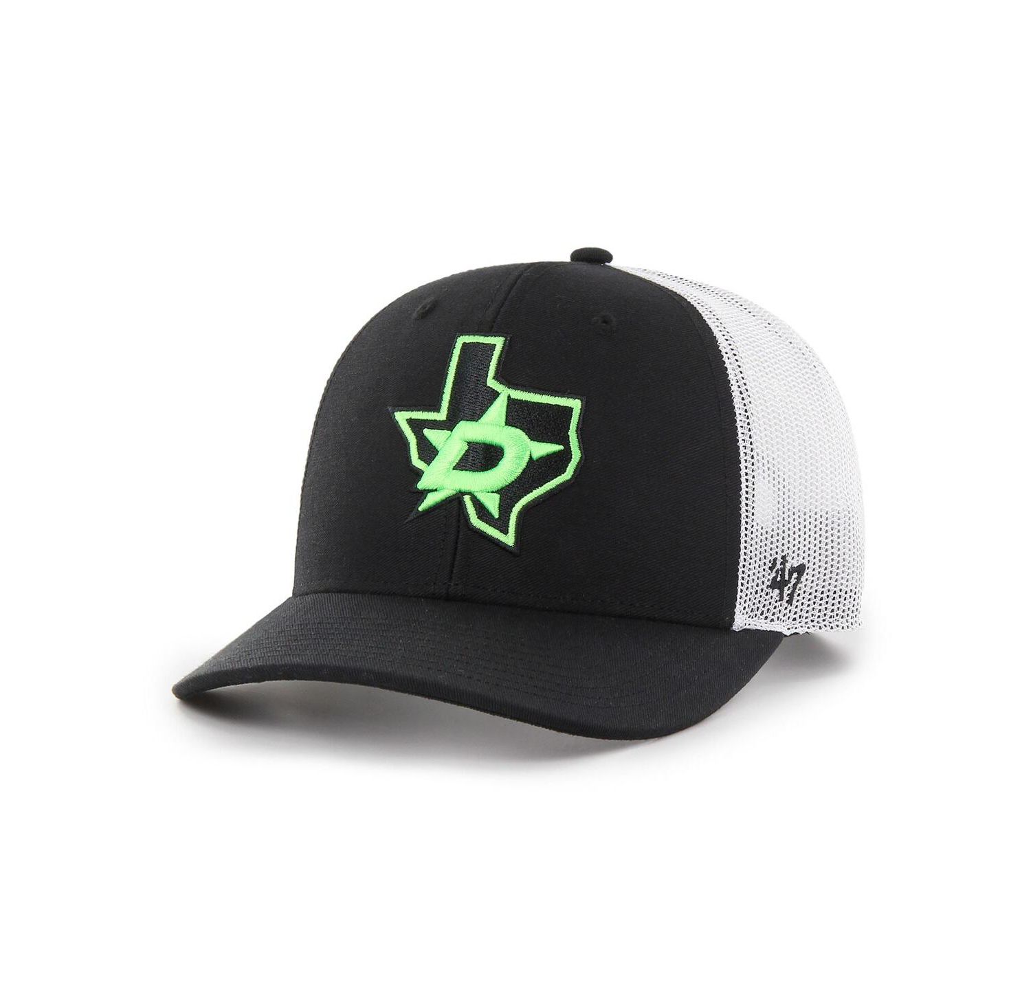 Men's Black/White Dallas Stars Prestige Adjustable Trucker Hat