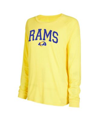 Women's Royal/Gold Los Angeles Rams Raglan Long Sleeve Top Shorts Lounge Set