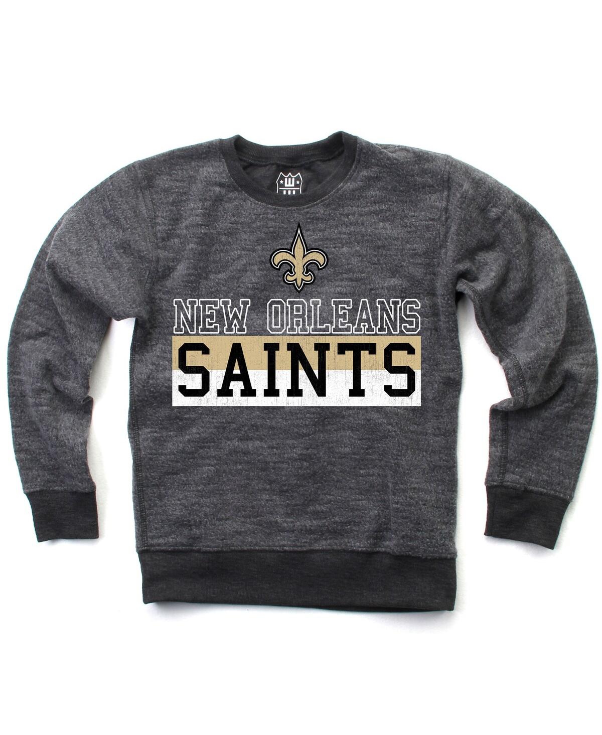 Wes & Willy Wes Willy Big Boys And Girls Black New Orleans Saints Reversible Fleece Pullover Sweatshirt In Gray