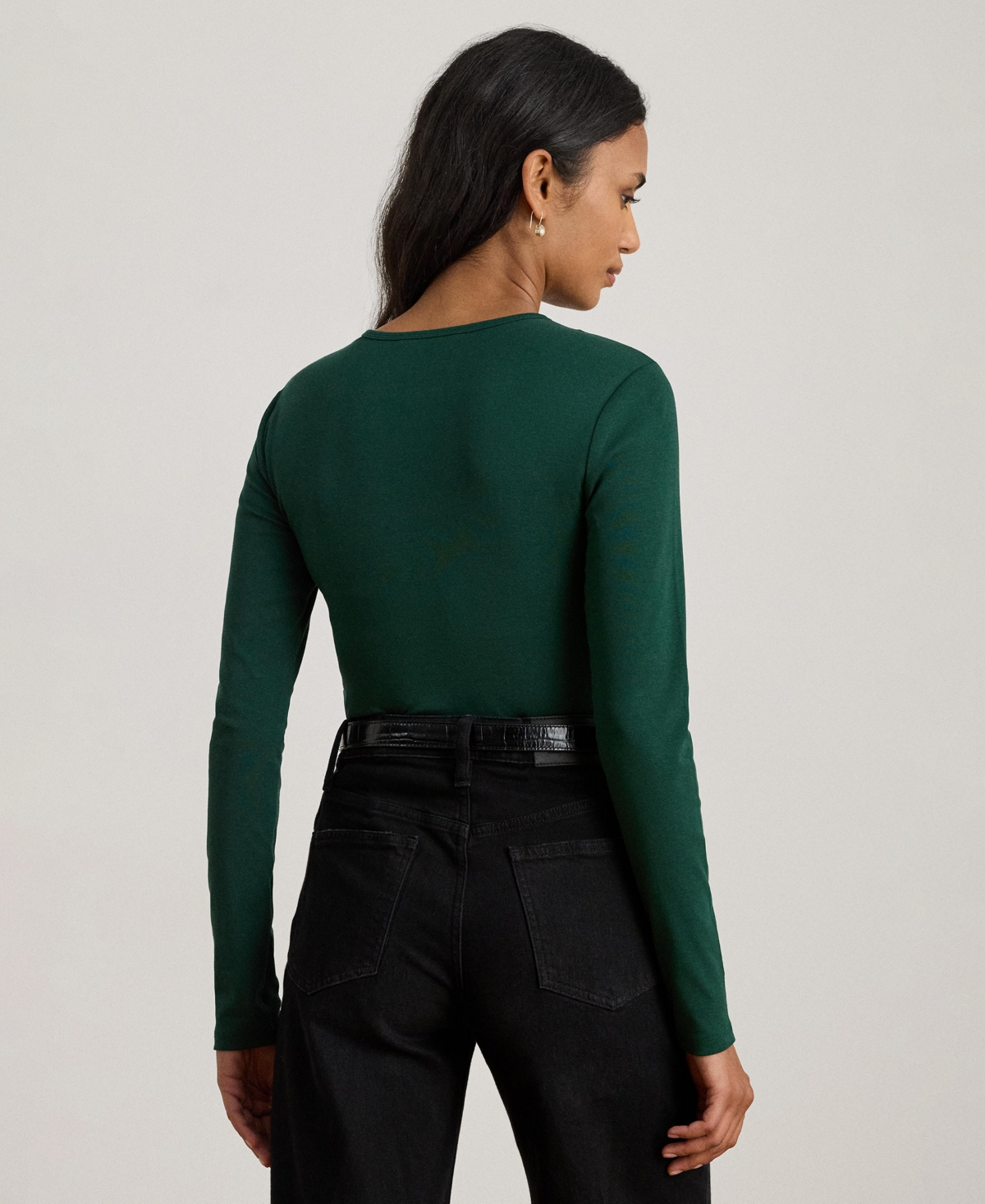 Ralph Lauren Stretch Cotton Long-sleeve Tee In Green