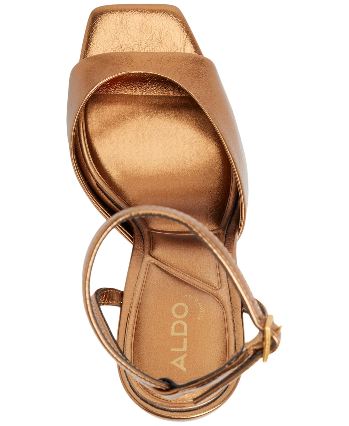 Женские сандалии ALDO Valentyna Two-Piece Square Toe Dress Sandals, цвет: Бронзовый металлик — фото 4
