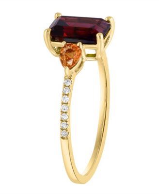 Multi-Gemstone & Diamond (1/20 ct. t.w.) Ring in 14k Yellow Gold