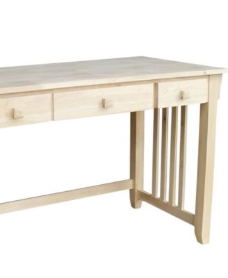 Unfinished Wood Computer Desk with Pull-Out Keyboard Tray and Drawer