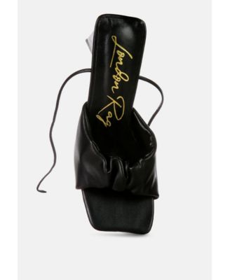 Womens Primavera Ruched Triangular Heel Lace Up Sandal