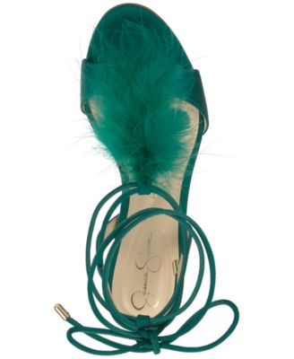 Women's Jenzin Feather Lace-Up Stiletto Dress Sandals