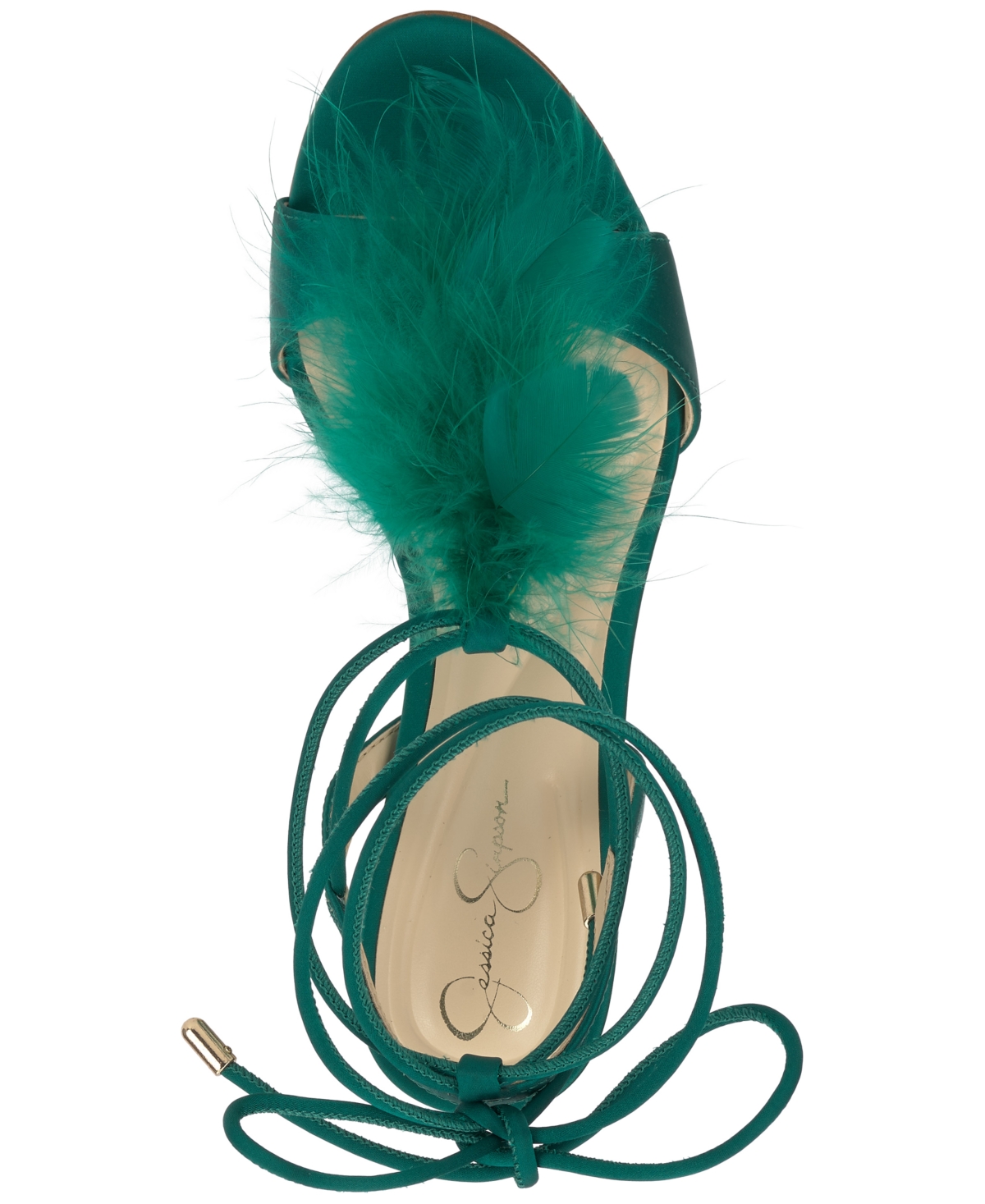 Jessica Simpson Women's Jenzin Feather Wrap Dress Sandals In Green