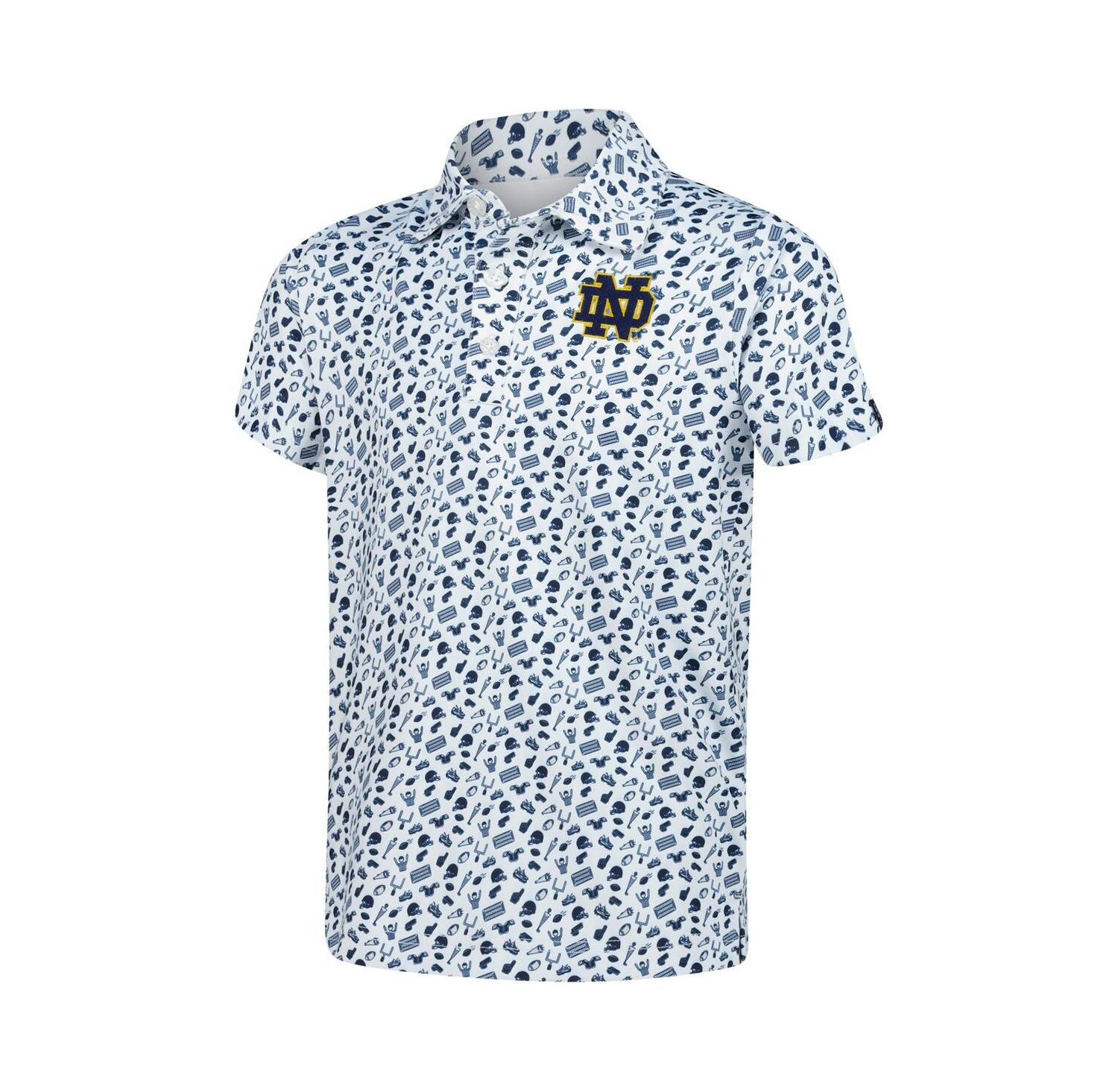 Big Boys and Girls White Notre Dame Fighting Irish Tom Allover Print Performance Polo Shirt
