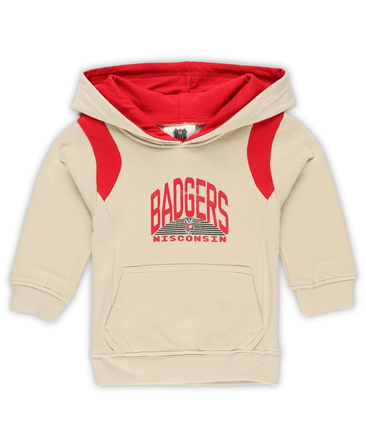 Wes & Willy Baby Boys And Girls 2-piece Wisconsin Badgers Color Block Pullover Hoodie And Sweatpants Set In Red