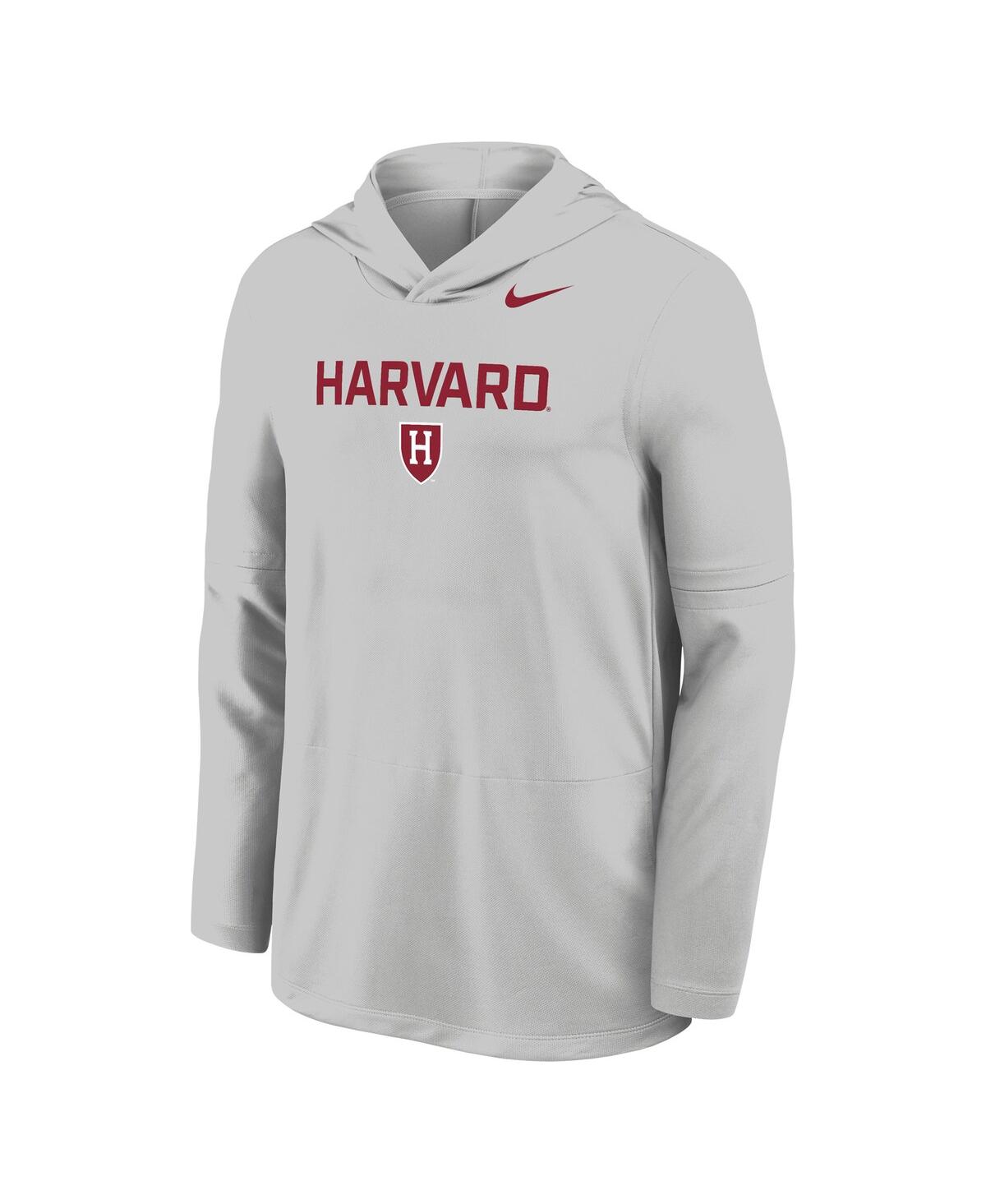 Nike Men's Gray Harvard Crimson Sideline Dri-fit Lightweight Hooded Sweatshirt In Gray