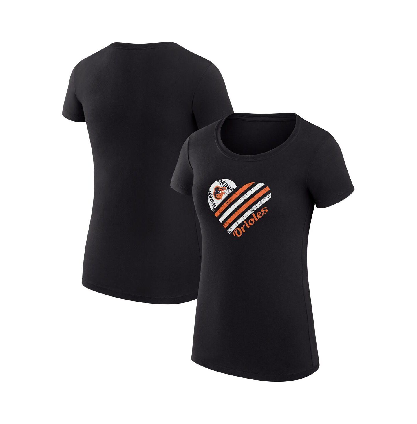 Женская футболка G-III 4Her by Carl Banks Black Baltimore Orioles Super-Slim Fit Lightweight Heart Graphic — фото 1
