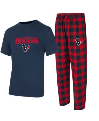 Concepts Sport - Men's Navy/Red Houston Texans Avondale T-shirt and Flannel Pants Set