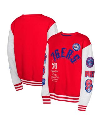 Outerstuff - Big Boys and Girls Red Philadelphia 76ers Star Treatment Pullover Sweatshirt