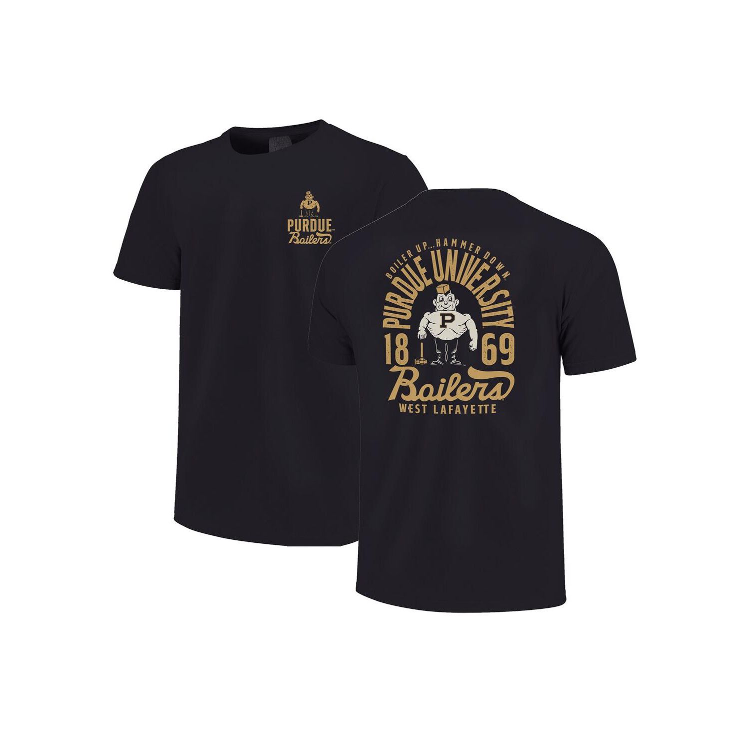 Big Boys and Girls Black Purdue Boilermakers Comfort Colors Mascot Overlay T-Shirt