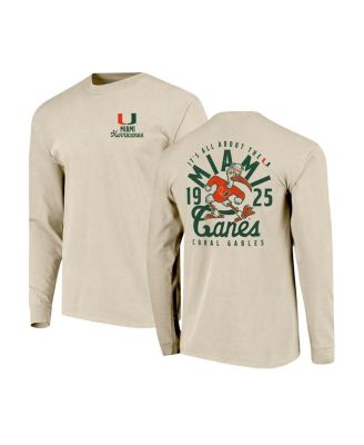 Men's Natural Miami Hurricanes Comfort Colors Mascot Overlay Long Sleeve T-Shirt