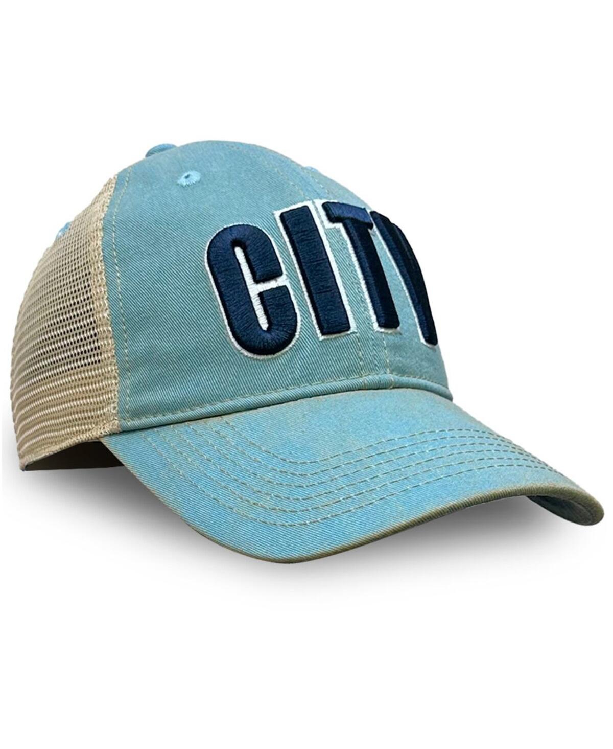 1863fc Men's Sky Blue Manchester City Washed Trucker Adjustable Hat In Blue
