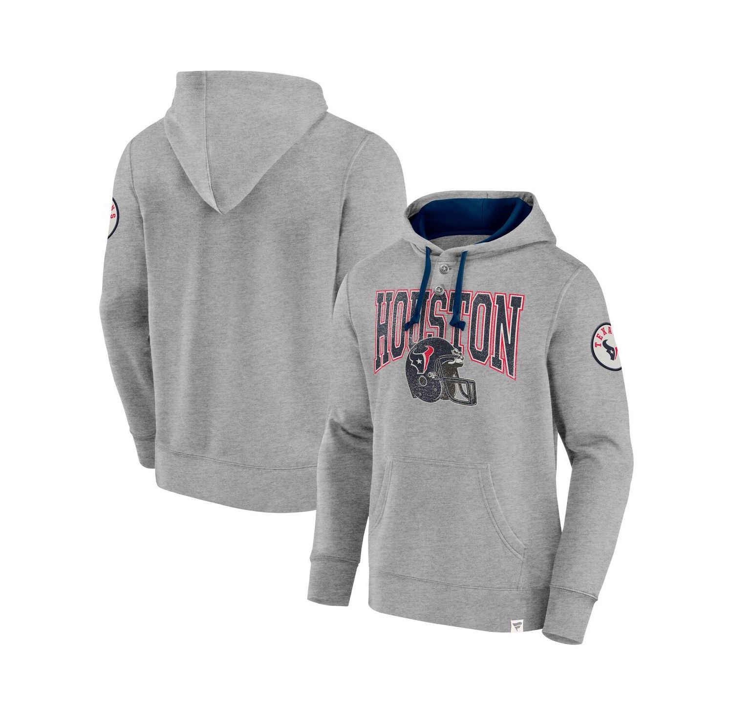 Men's Heather Gray Houston Texans Label Maker Pullover Hoodie