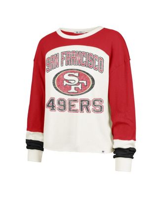 Women's Cream/Scarlet San Francisco 49ers Plus Size Double Header Curve Toni Long Sleeve T-Shirt