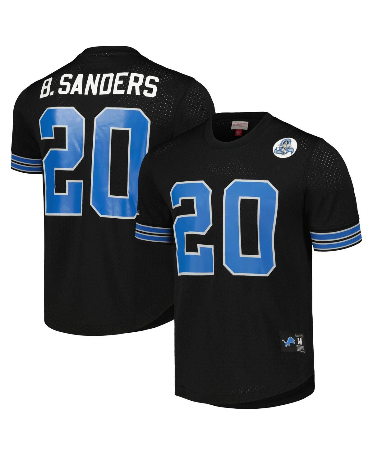 Мужская футболка Barry Sanders Black Detroit Lions из сетчатой ткани с именем и номером игрока